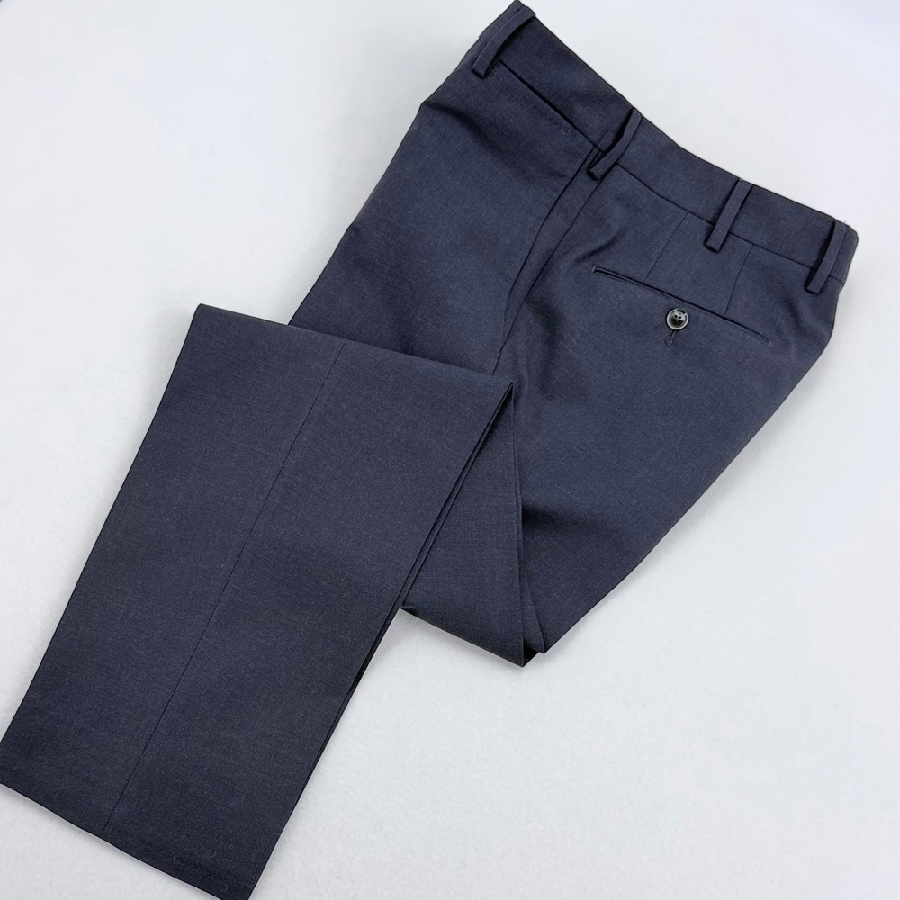 PT01 Slim Fit Trousers Mens 30x29 Charcoal Navy Virgin Wool Italy Excellent